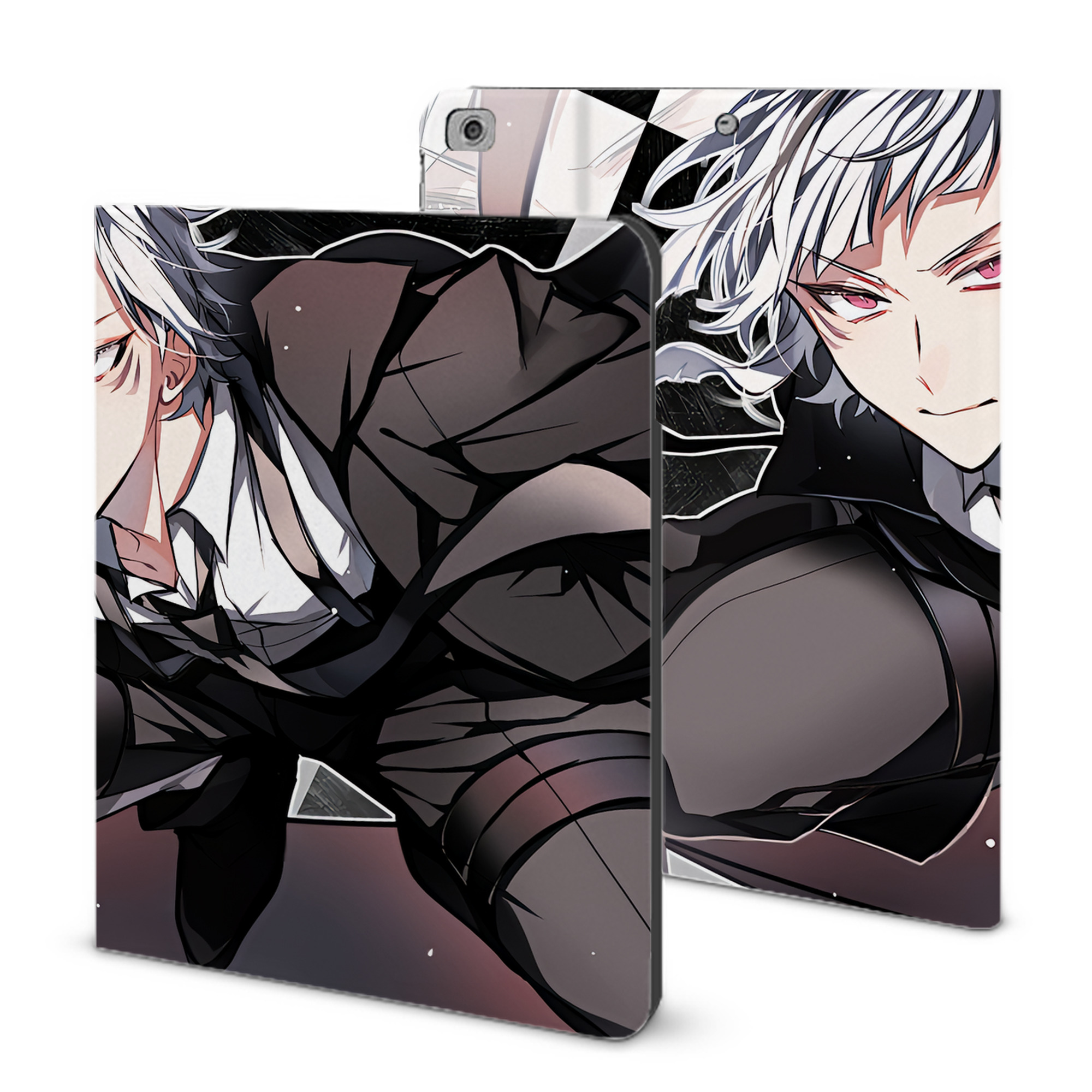 （画像用） 文豪ストレイドッグス Bungo Stray Dogs IPad ケース ブック型 PUレザー TPU 耐衝撃 軽量 薄型 ペン収納なし 全面保護 IPad 各モデル対応